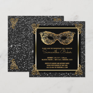 Invitation Doux 16 Sweet sixteen Mascarade Gold Silver