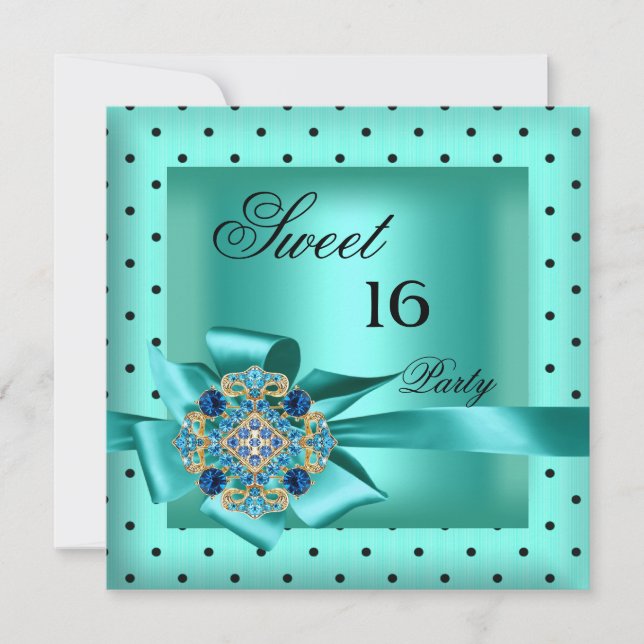 Invitation Doux 16 Sweets sixteens Turquoise bleu Polka point (Devant)