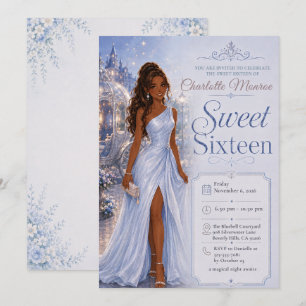 Invitation Doux Anniversaire Seize Bleu Conte de Fée