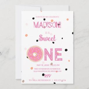 Invitation Doux beignets, couleurs arc-en-ciel, premier anniv