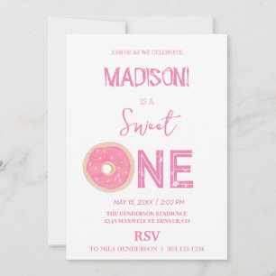 Invitation Doux beignets, couleurs arc-en-ciel, premier anniv