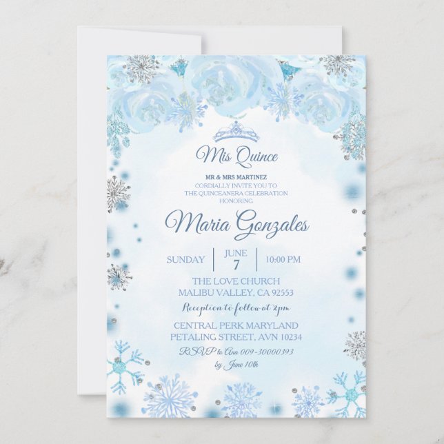 Invitation Doux Bleu Saison Douce 15e Anniversaire (Devant)
