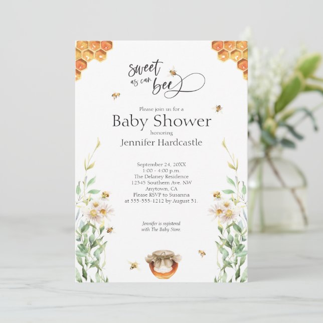 Invitation Doux comme peut être aquarelle Baby shower Floral  (Debout devant)