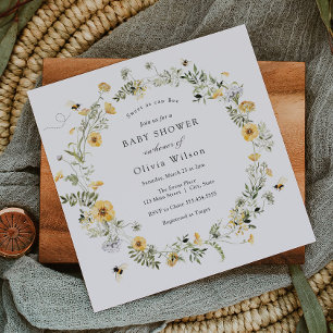 Invitation Doux comme peut être Baby shower Fleur sauvage
