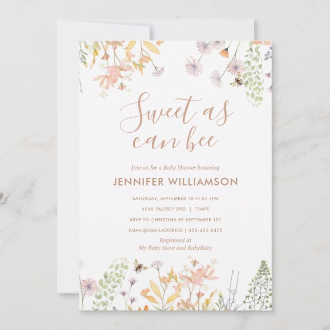 Invitation Doux comme peut être Baby shower floral (Devant)