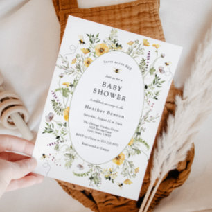 Invitation Doux comme peut être jaune fleurs Baby Shower 