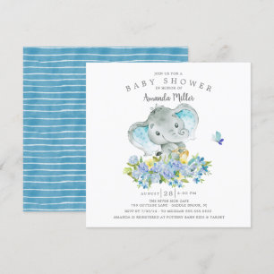 Invitation Doux éléphant joyeux bébé garçon douche
