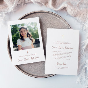 Invitation Doux et simple   Photo Première communion sainte