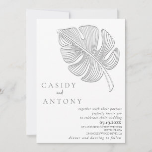Invitation Doux feuille tropicale en relief simple
