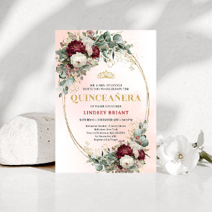 Invitation Doux Fleurs de Marsala Bohème Dorée 15e Anniversai