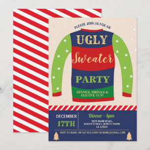 Invitation Doux moche fête de Noël Jumpers neige
