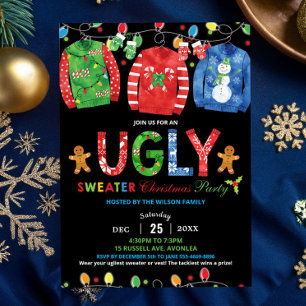 Invitation Doux moche fête de Noël Tacky Vest Chalkboard