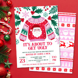 Invitation Doux moche Père Noël Costume Party Vert et Rouge