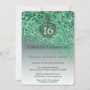 Invitation Douze ans charmants Parfum Émeraude Ruban Vert Pai