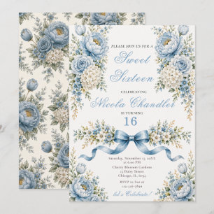 Invitation Douze ans de douceur bleu poussiéreux