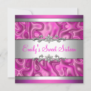 Invitation Douze ans douce rose argent diamant bijou 2