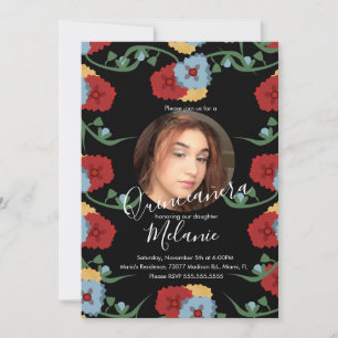 Invitation Douze ans, fête mexicaine florale douce photo