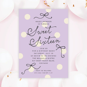 Invitation Douze Ans Fleurs Violettes Lavande Moderne Rubans