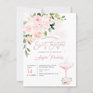 Invitation Douze ans H2 Blush Anthuriums Roses Pivoines