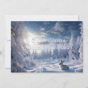 Invitation Douze Ans Merveilleux Hiver Lapin Blanc