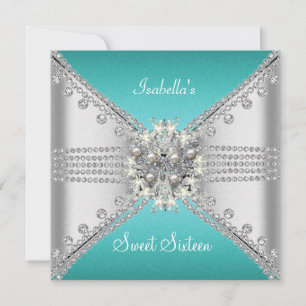 Invitation Douze ans très doux Papillon Bleu Turquoise Argent