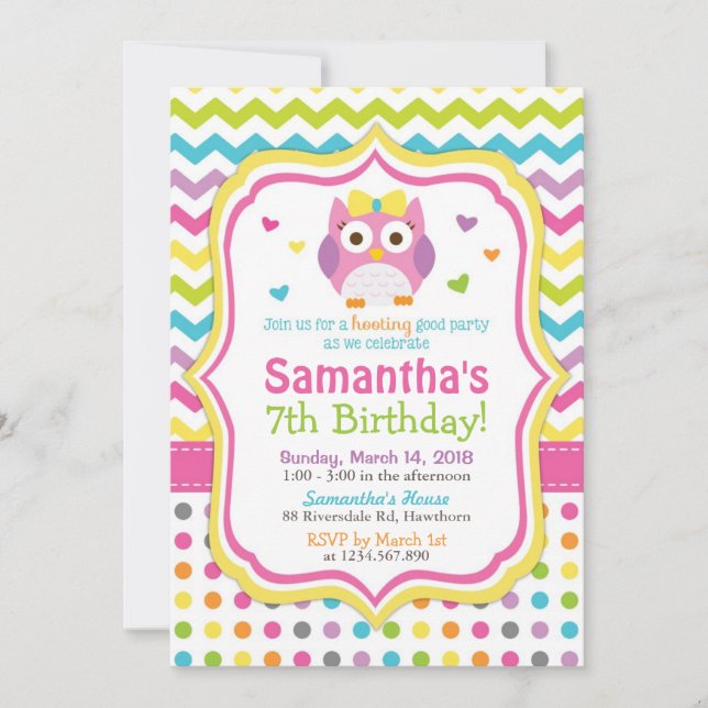 Invitation d'Owl / Invitation d'anniversaire d'Owl (Devant)