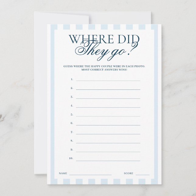 Invitation Downloadable Blue Striped Where did they go Card (Devant)
