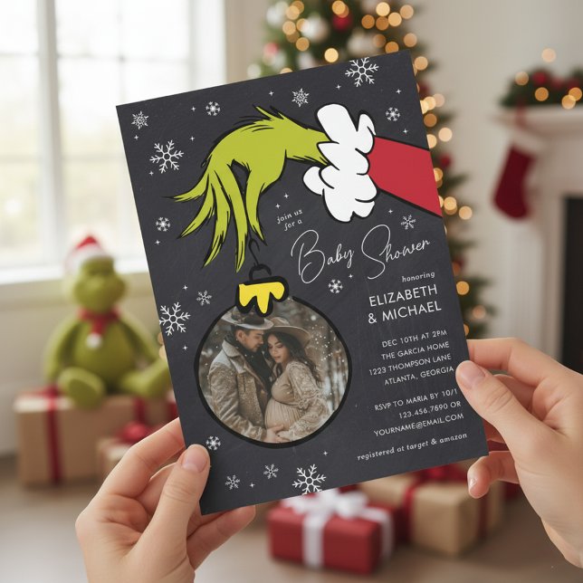 Invitation Dr Seuss | Baby shower de tableau noir Grinch (Créateur téléchargé)
