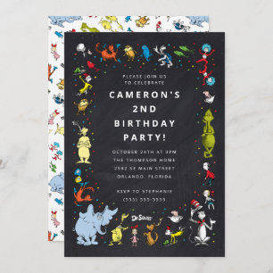 Invitation Dr. Seuss Character Confetti   ANNIVERSAIRE DE ENF