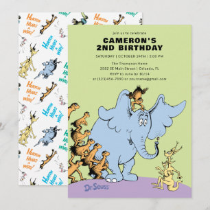 Invitation Dr. Seuss Horton Entend un Qui! Anniversaire Enf