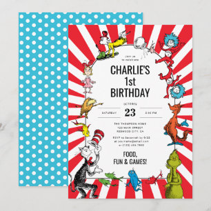 Invitation Dr. Seuss - Personnages   Anniversaire Enfants