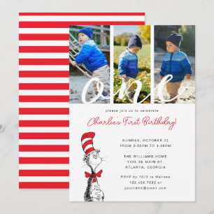 Invitation Dr. Seuss Photo d'anniversaire du Chat dans le C