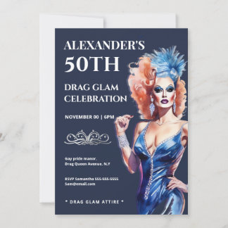Invitation Drag queen lgbtq carnival festival glam glitz
