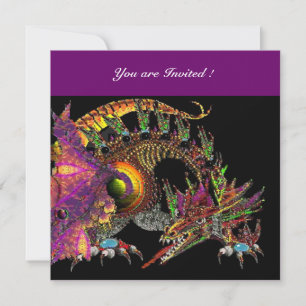 Invitation DRAGO violet pourpre noir rouge rose