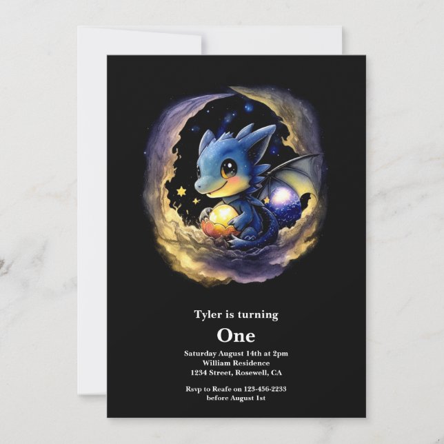 Invitation Dragon 1er anniversaire (Devant)