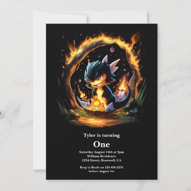 Invitation Dragon 1er anniversaire (Devant)