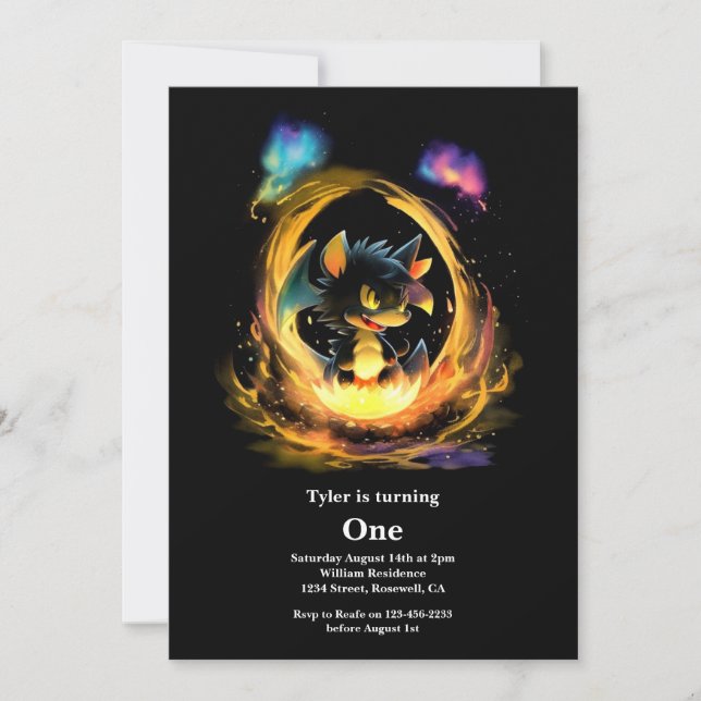 Invitation Dragon 1er anniversaire (Devant)
