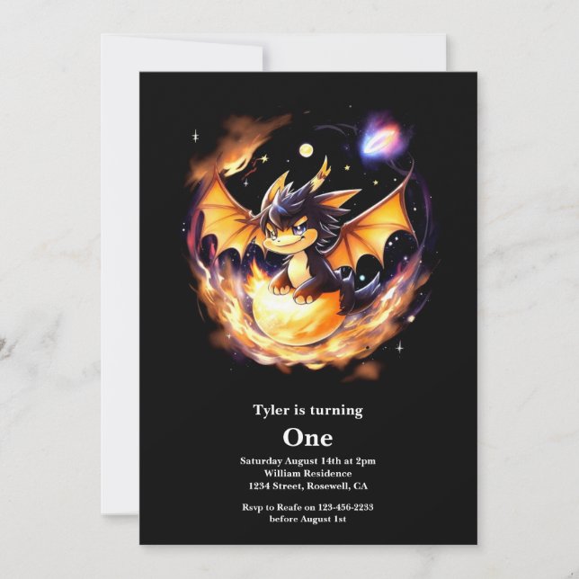 Invitation Dragon 1er anniversaire (Devant)