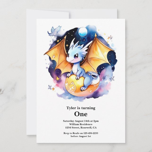 Invitation Dragon 1er anniversaire (Devant)