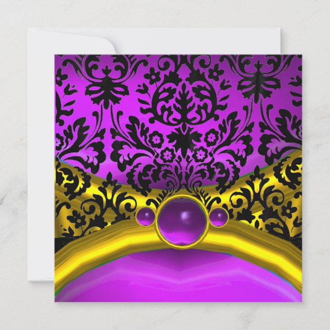 INVITATION DRAGON AMOUR OR POURPRE NOIR DAMASSÉ MONOGRAMME (Devant)