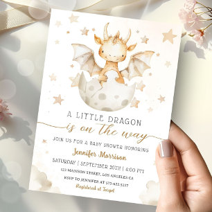 Invitation Dragon Baby shower Cute Boho Aquarelle