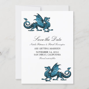 Invitation Dragon bleu Enregistrer l'Invitation de date
