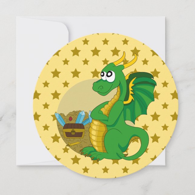 Invitation Dragon cartoon birthday print invites (Devant)