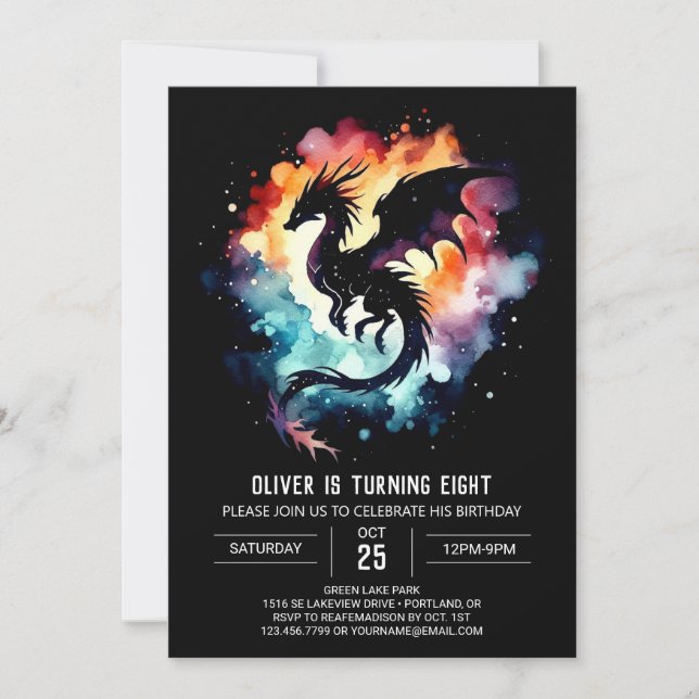 Invitation Dragon Chaud Anniversaire Enfants (Devant)