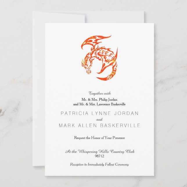Invitation Dragon de style tribal de Letterpress (Devant)