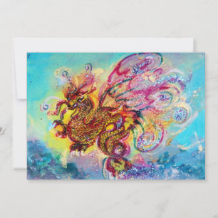 Invitation DRAGON DES MERS bleu violet pourpre noir jaune