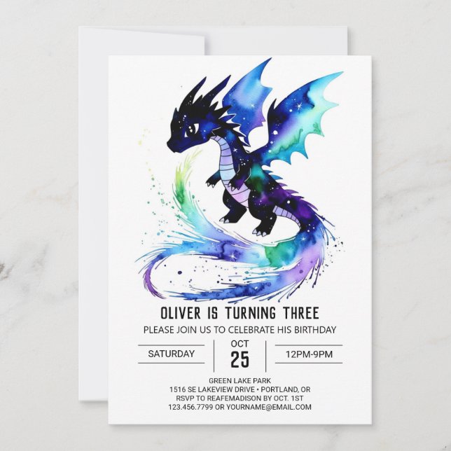 Invitation Dragon Digital Boy Personnalisé Anniversaire (Devant)