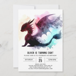 Invitation Dragon élégant Enfants d'anniversaire
