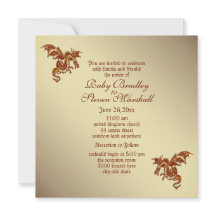 Dragon flamboyant Golden 2 thème Mariage Invitatio