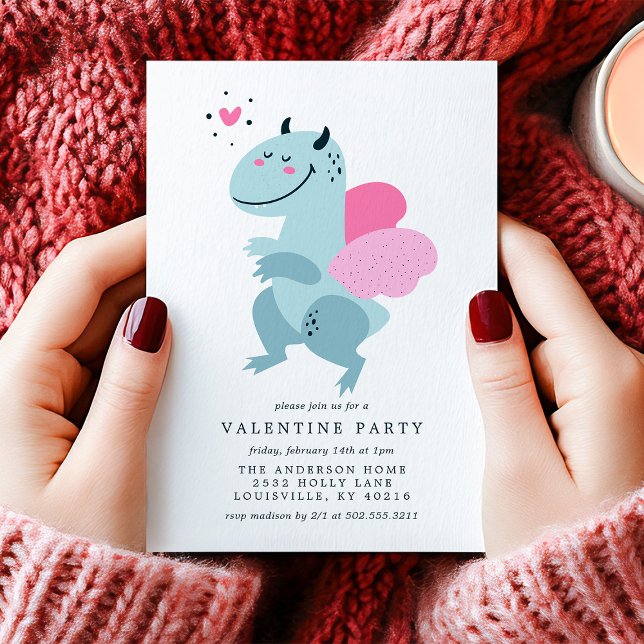 Invitation Dragon Heart Cute Valentine Party (Créateur téléchargé)